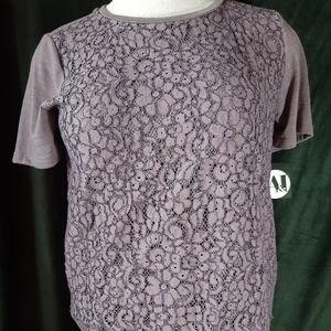Women's A&I Violet Lace Overlay Blouse Size Large New